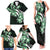 Plumeria Tribal Tattoo Family Matching Tank Maxi Dress and Hawaiian Shirt Green Polynesian Pattern