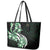 Plumeria Tribal Tattoo Leather Tote Bag Green Polynesian Pattern