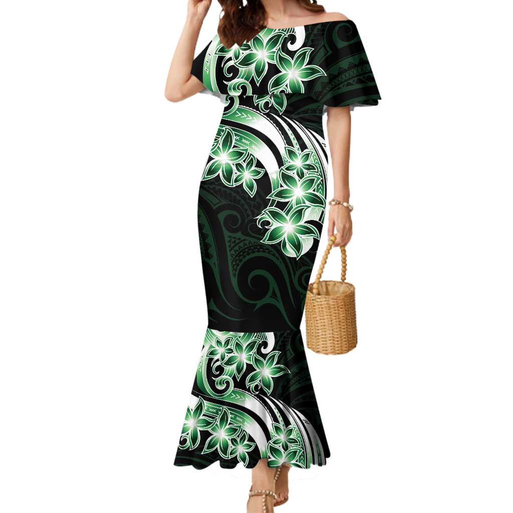 Plumeria Tribal Tattoo Mermaid Dress Green Polynesian Pattern LT9 Women Green - Polynesian Pride
