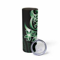 Plumeria Tribal Tattoo Skinny Tumbler Green Polynesian Pattern
