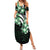 Plumeria Tribal Tattoo Summer Maxi Dress Green Polynesian Pattern