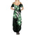 Plumeria Tribal Tattoo Summer Maxi Dress Green Polynesian Pattern