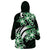 Plumeria Tribal Tattoo Wearable Blanket Hoodie Green Polynesian Pattern