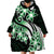 Plumeria Tribal Tattoo Wearable Blanket Hoodie Green Polynesian Pattern