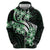 Plumeria Tribal Tattoo Zip Hoodie Green Polynesian Pattern