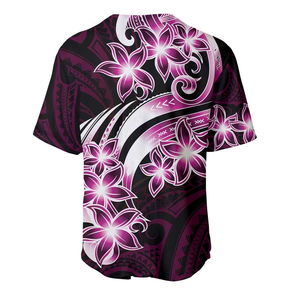 Plumeria Tribal Tattoo Baseball Jersey Pink Polynesian Pattern