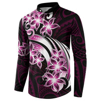 Plumeria Tribal Tattoo Button Sweatshirt Pink Polynesian Pattern