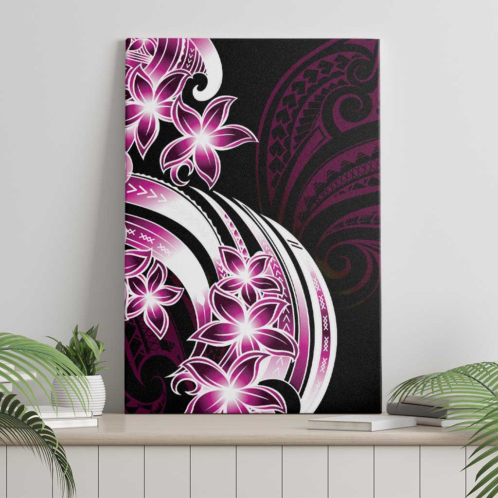 Plumeria Tribal Tattoo Canvas Wall Art Pink Polynesian Pattern