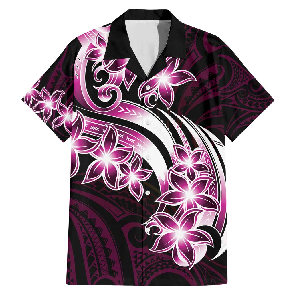 Plumeria Tribal Tattoo Family Matching Mermaid Dress and Hawaiian Shirt Pink Polynesian Pattern LT9 Dad's Shirt - Short Sleeve Pink - Polynesian Pride
