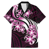 Plumeria Tribal Tattoo Family Matching Mermaid Dress and Hawaiian Shirt Pink Polynesian Pattern LT9 Dad's Shirt - Short Sleeve Pink - Polynesian Pride
