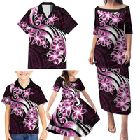 Plumeria Tribal Tattoo Family Matching Puletasi and Hawaiian Shirt Pink Polynesian Pattern LT9 - Polynesian Pride
