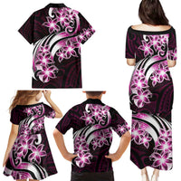 Plumeria Tribal Tattoo Family Matching Puletasi and Hawaiian Shirt Pink Polynesian Pattern LT9 - Polynesian Pride