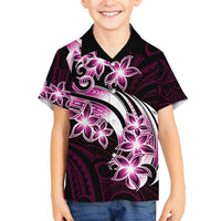 Plumeria Tribal Tattoo Family Matching Puletasi and Hawaiian Shirt Pink Polynesian Pattern LT9 Son's Shirt Pink - Polynesian Pride