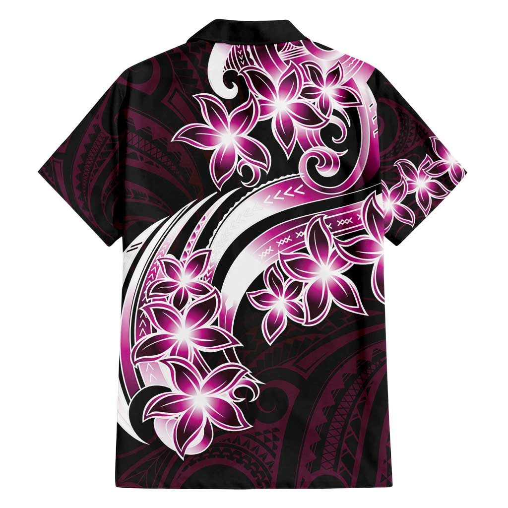 Plumeria Tribal Tattoo Family Matching Tank Maxi Dress and Hawaiian Shirt Pink Polynesian Pattern