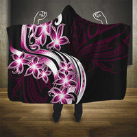 Plumeria Tribal Tattoo Hooded Blanket Pink Polynesian Pattern
