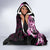 Plumeria Tribal Tattoo Hooded Blanket Pink Polynesian Pattern