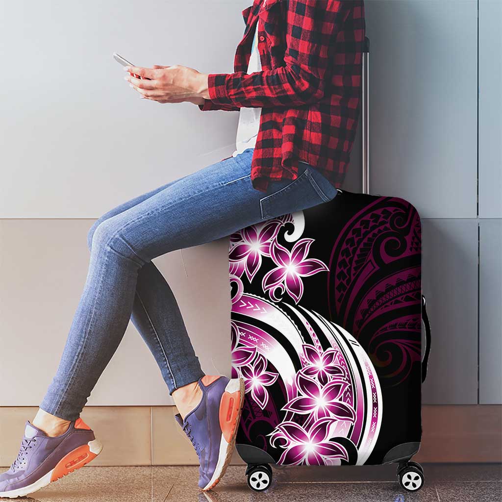 Plumeria Tribal Tattoo Luggage Cover Pink Polynesian Pattern