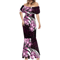 Plumeria Tribal Tattoo Mermaid Dress Pink Polynesian Pattern