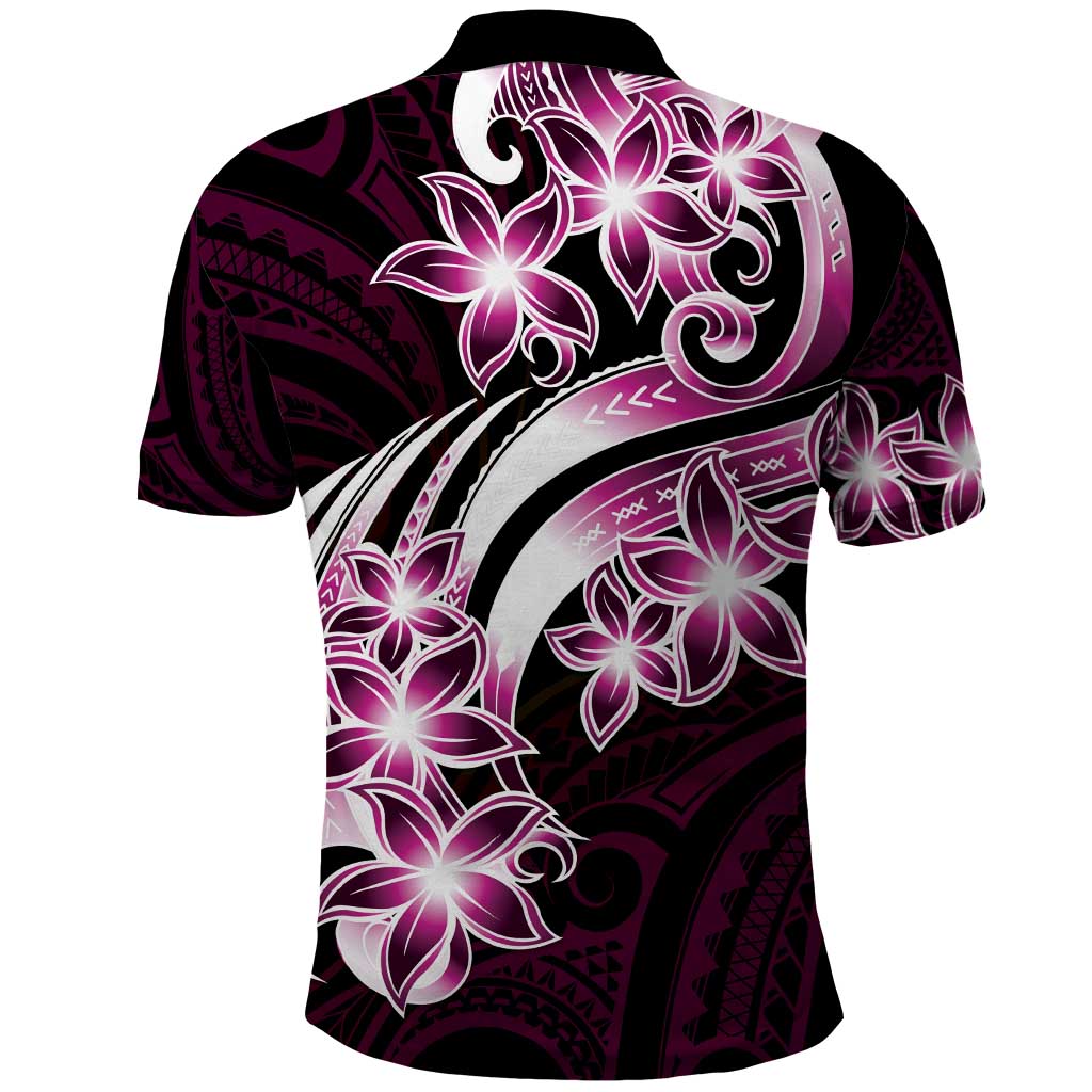 Plumeria Tribal Tattoo Polo Shirt Pink Polynesian Pattern