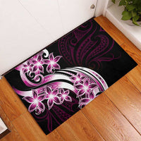 Plumeria Tribal Tattoo Rubber Doormat Pink Polynesian Pattern