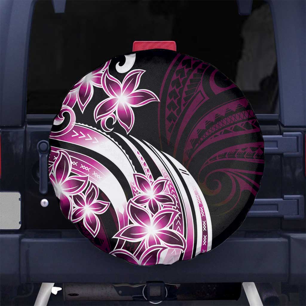 Plumeria Tribal Tattoo Spare Tire Cover Pink Polynesian Pattern LT9 - Polynesian Pride
