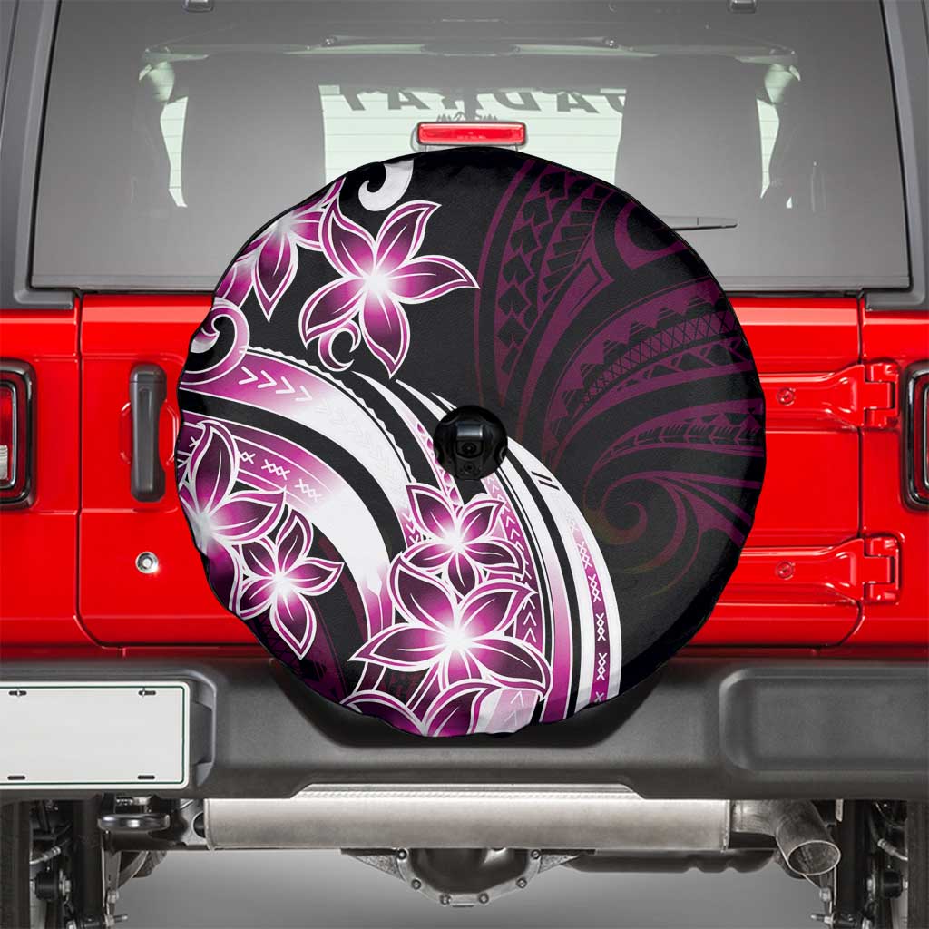 Plumeria Tribal Tattoo Spare Tire Cover Pink Polynesian Pattern LT9 - Polynesian Pride
