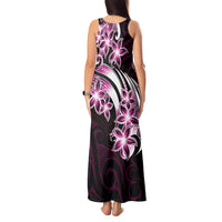 Plumeria Tribal Tattoo Tank Maxi Dress Pink Polynesian Pattern