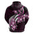 Plumeria Tribal Tattoo Zip Hoodie Pink Polynesian Pattern