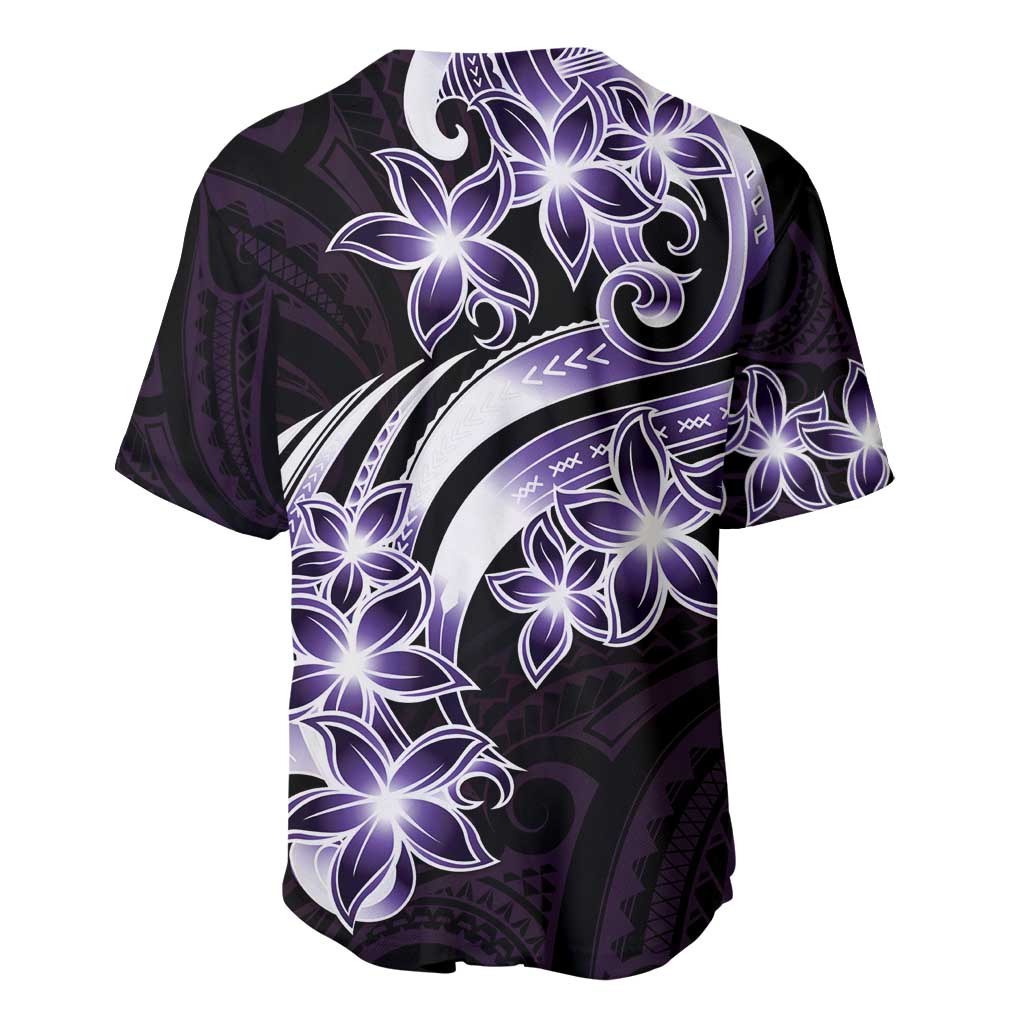 Plumeria Tribal Tattoo Baseball Jersey Purple Polynesian Pattern
