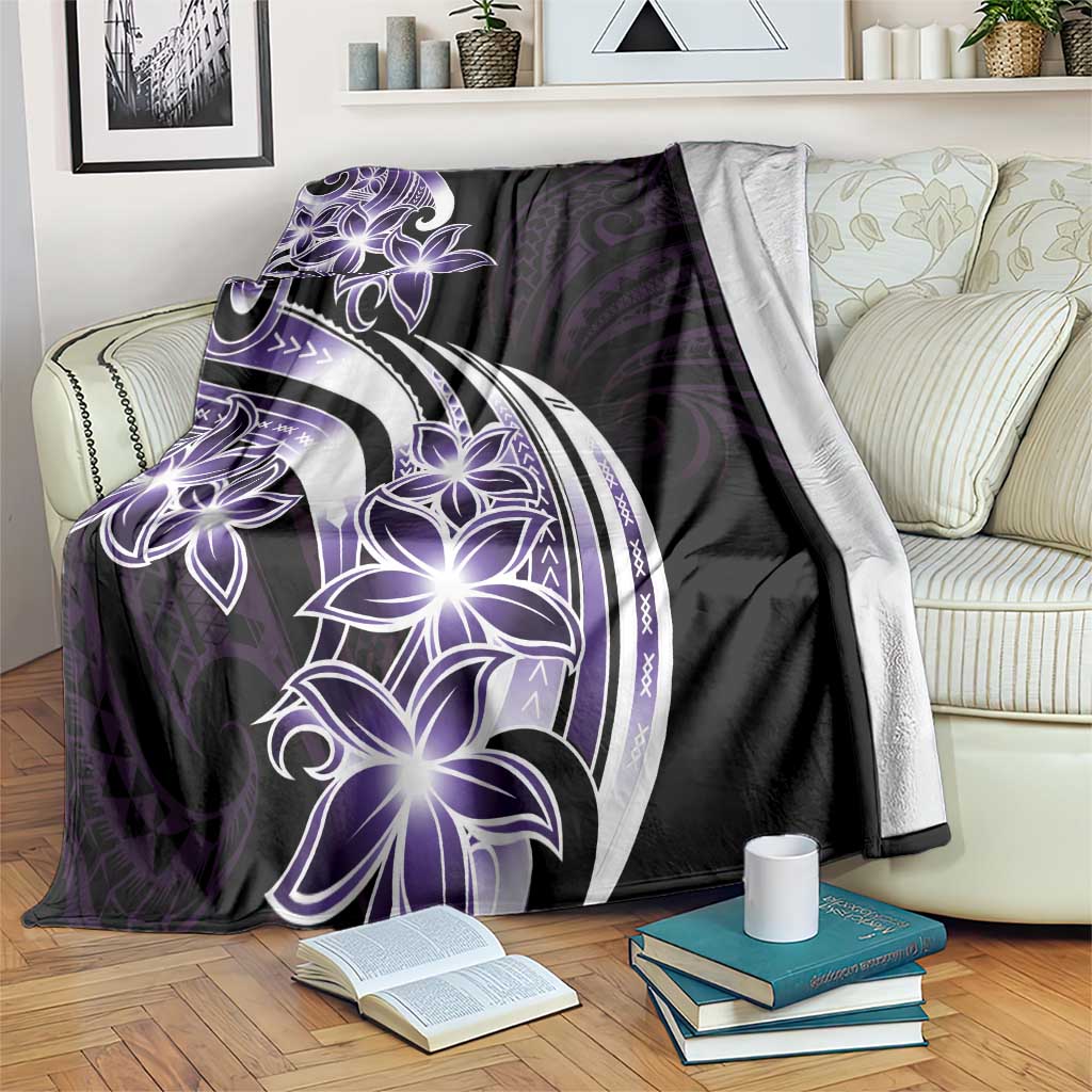 Plumeria Tribal Tattoo Blanket Purple Polynesian Pattern