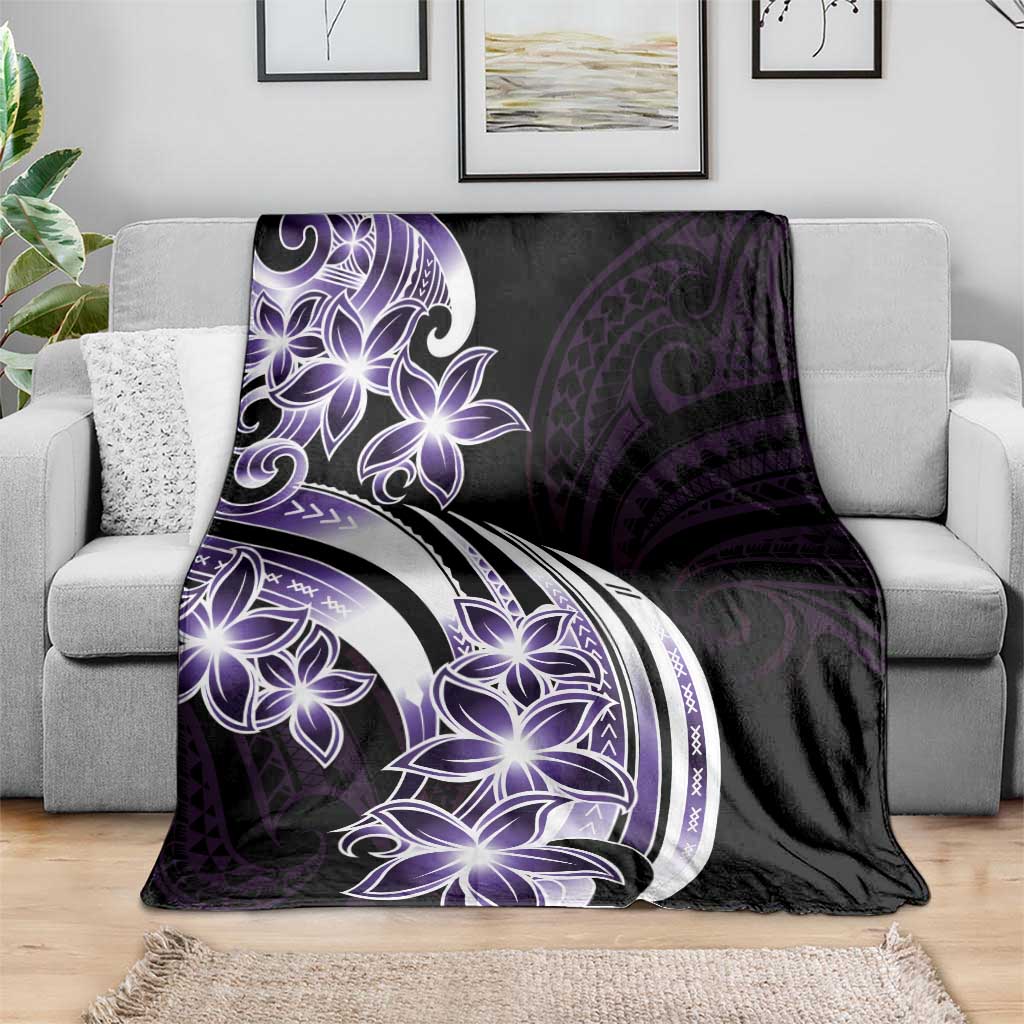 Plumeria Tribal Tattoo Blanket Purple Polynesian Pattern