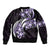 Plumeria Tribal Tattoo Bomber Jacket Purple Polynesian Pattern