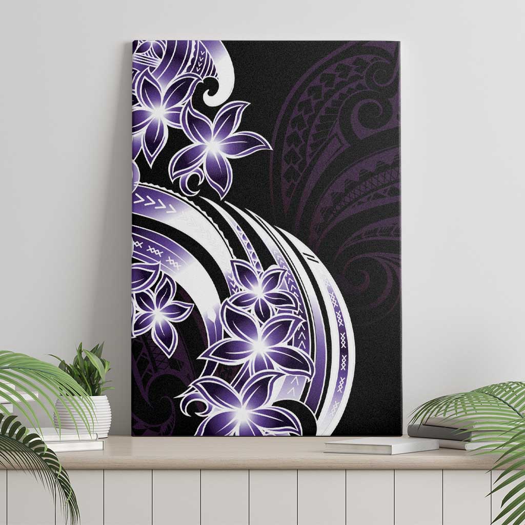 Plumeria Tribal Tattoo Canvas Wall Art Purple Polynesian Pattern