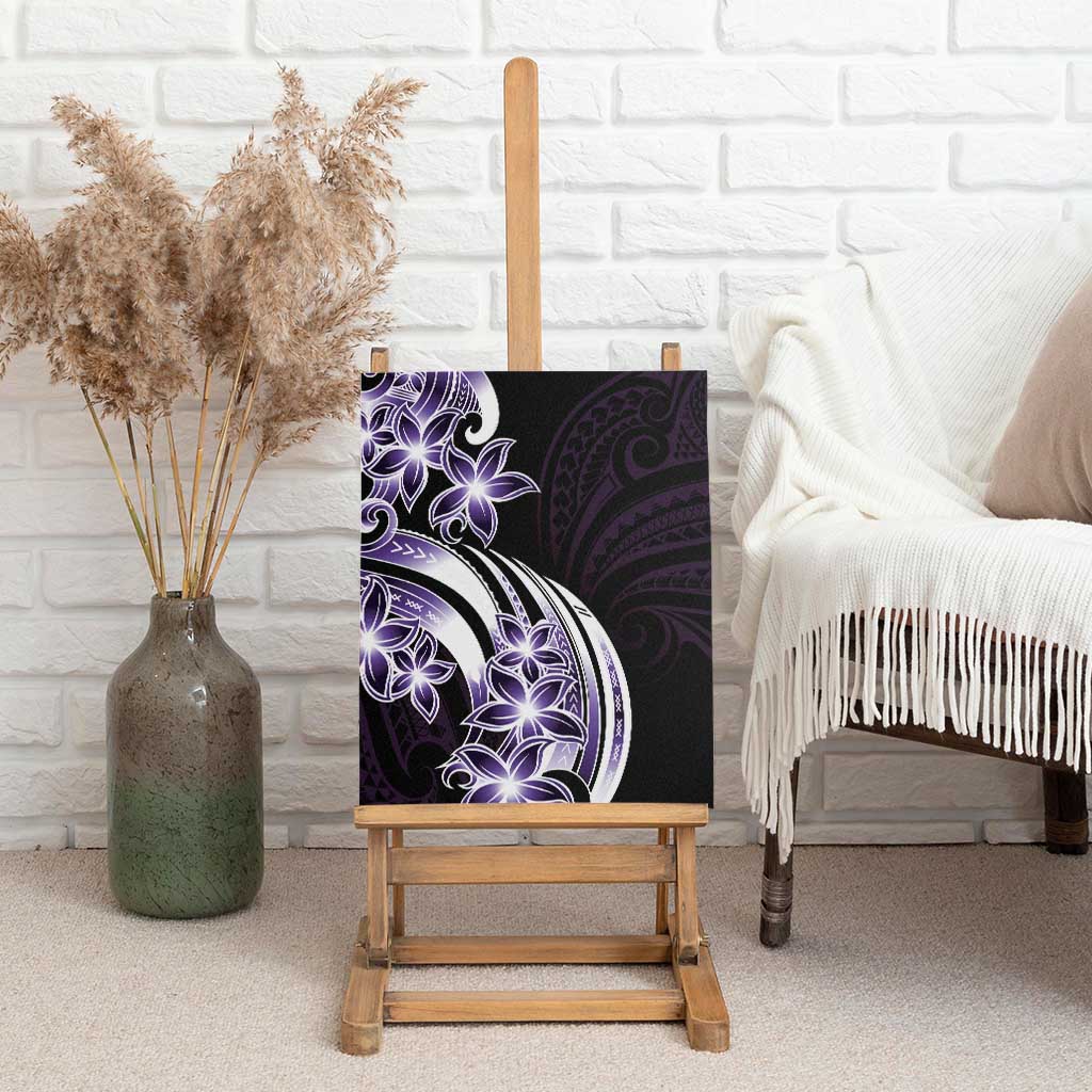 Plumeria Tribal Tattoo Canvas Wall Art Purple Polynesian Pattern