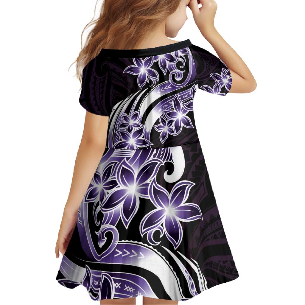 Plumeria Tribal Tattoo Family Matching Long Sleeve Bodycon Dress and Hawaiian Shirt Purple Polynesian Pattern LT9 - Polynesian Pride