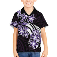 Plumeria Tribal Tattoo Family Matching Long Sleeve Bodycon Dress and Hawaiian Shirt Purple Polynesian Pattern LT9 Son's Shirt Purple - Polynesian Pride
