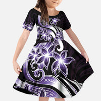 Plumeria Tribal Tattoo Family Matching Mermaid Dress and Hawaiian Shirt Purple Polynesian Pattern LT9 Daughter's Dress Purple - Polynesian Pride
