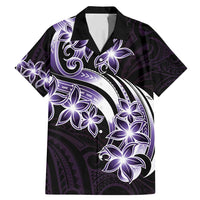 Plumeria Tribal Tattoo Family Matching Mermaid Dress and Hawaiian Shirt Purple Polynesian Pattern LT9 Dad's Shirt - Short Sleeve Purple - Polynesian Pride