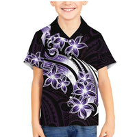 Plumeria Tribal Tattoo Family Matching Mermaid Dress and Hawaiian Shirt Purple Polynesian Pattern LT9 Son's Shirt Purple - Polynesian Pride