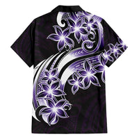 Plumeria Tribal Tattoo Family Matching Tank Maxi Dress and Hawaiian Shirt Purple Polynesian Pattern