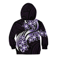 Plumeria Tribal Tattoo Kid Hoodie Purple Polynesian Pattern