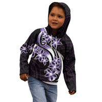 Plumeria Tribal Tattoo Kid Hoodie Purple Polynesian Pattern