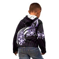 Plumeria Tribal Tattoo Kid Hoodie Purple Polynesian Pattern