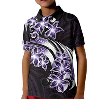 Plumeria Tribal Tattoo Kid Polo Shirt Purple Polynesian Pattern