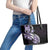 Plumeria Tribal Tattoo Leather Tote Bag Purple Polynesian Pattern