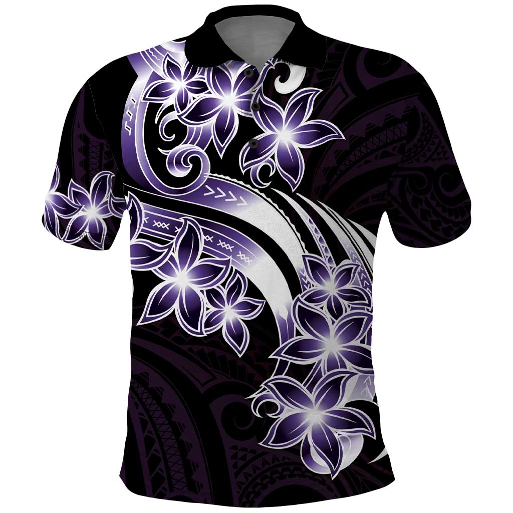Plumeria Tribal Tattoo Polo Shirt Purple Polynesian Pattern LT9 Purple - Polynesian Pride
