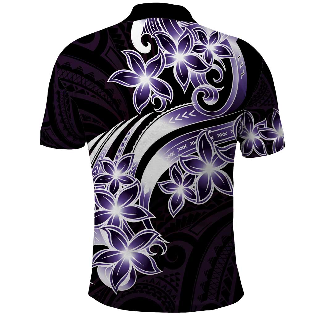 Plumeria Tribal Tattoo Polo Shirt Purple Polynesian Pattern LT9 - Polynesian Pride