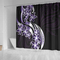 Plumeria Tribal Tattoo Shower Curtain Purple Polynesian Pattern