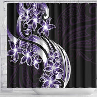 Plumeria Tribal Tattoo Shower Curtain Purple Polynesian Pattern