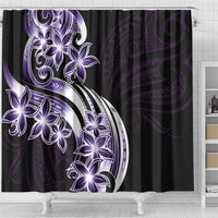 Plumeria Tribal Tattoo Shower Curtain Purple Polynesian Pattern